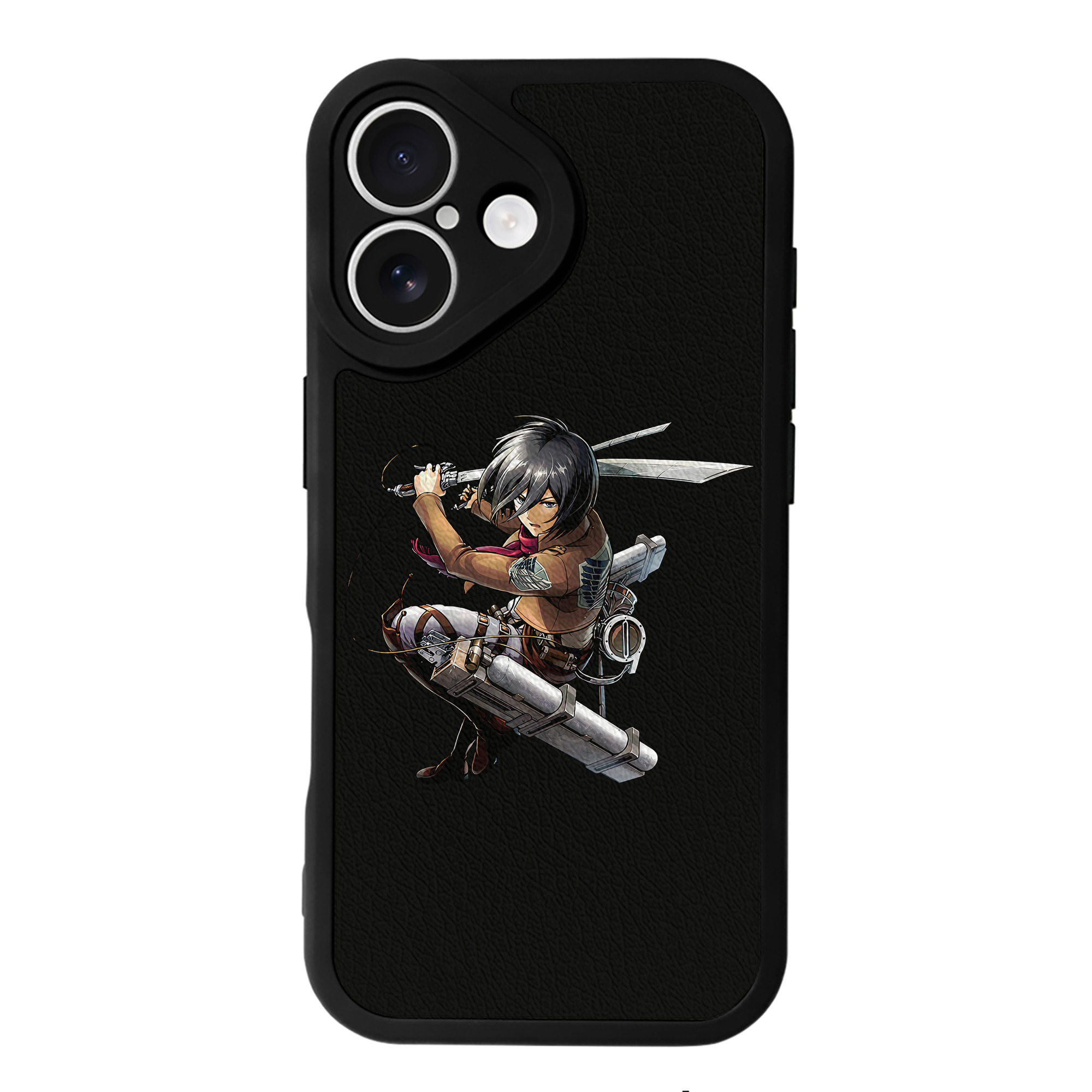 （画像用） 進撃の巨人 ミカサ·アッカーマン Attack on Titan Mikasa Ackerman 【iPhone 16シリーズ対応】シリコンスマホケース（レザー調） 材質：シリコン